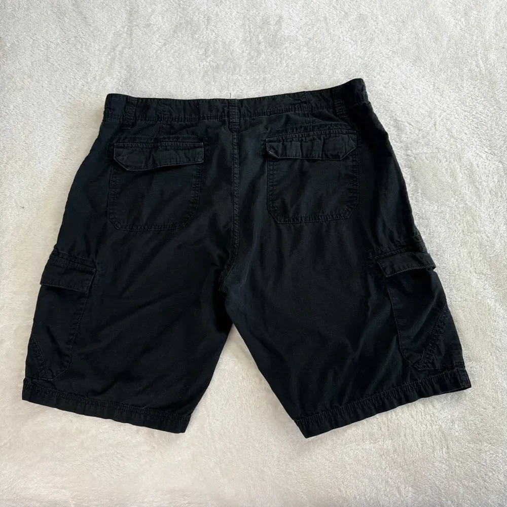 Iron Co Shorts Mens 38 Black Ripstop Cargo Flat Front‎ Pockets Outdoor Utility